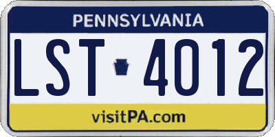 PA license plate LST4012