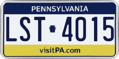 PA license plate LST4015