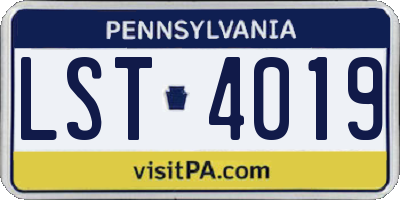 PA license plate LST4019