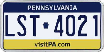 PA license plate LST4021
