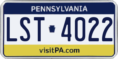 PA license plate LST4022