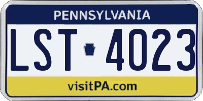PA license plate LST4023