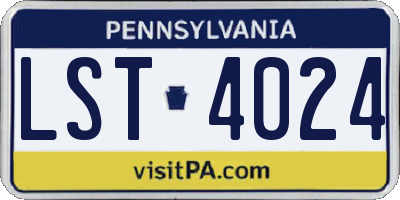 PA license plate LST4024