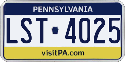PA license plate LST4025