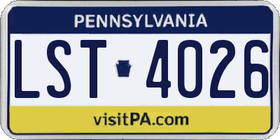 PA license plate LST4026