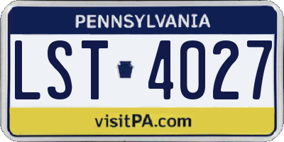 PA license plate LST4027