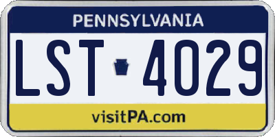PA license plate LST4029