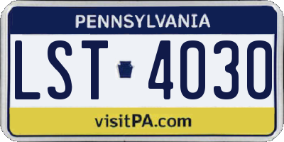 PA license plate LST4030