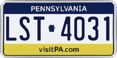 PA license plate LST4031