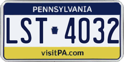 PA license plate LST4032