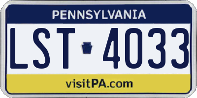 PA license plate LST4033