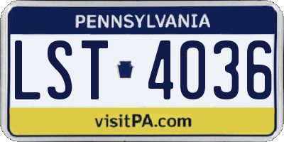 PA license plate LST4036