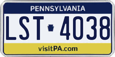 PA license plate LST4038