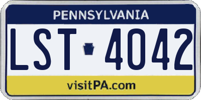 PA license plate LST4042