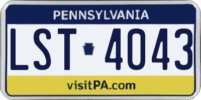 PA license plate LST4043