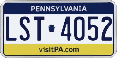 PA license plate LST4052