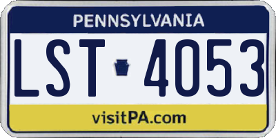 PA license plate LST4053