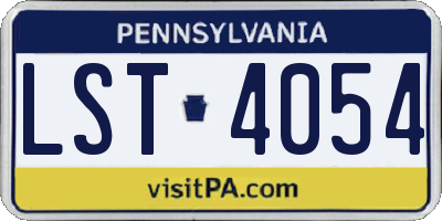 PA license plate LST4054