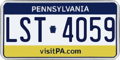 PA license plate LST4059