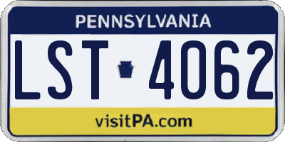 PA license plate LST4062