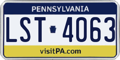 PA license plate LST4063