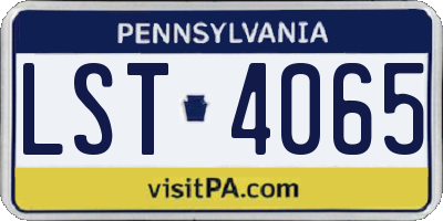 PA license plate LST4065
