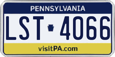 PA license plate LST4066