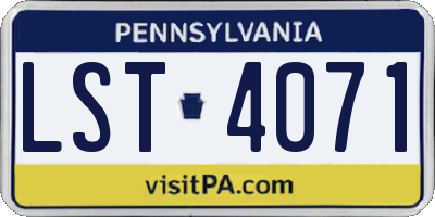 PA license plate LST4071