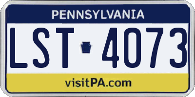 PA license plate LST4073