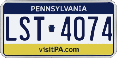 PA license plate LST4074