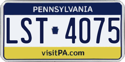 PA license plate LST4075