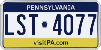 PA license plate LST4077