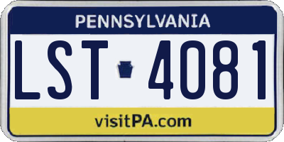 PA license plate LST4081