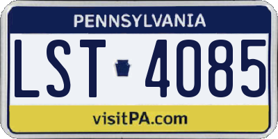 PA license plate LST4085