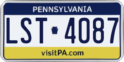 PA license plate LST4087