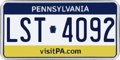 PA license plate LST4092