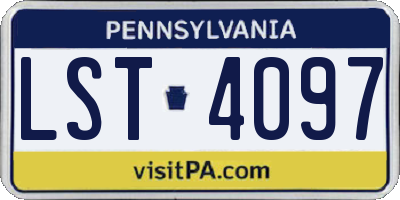PA license plate LST4097