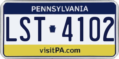 PA license plate LST4102