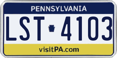 PA license plate LST4103