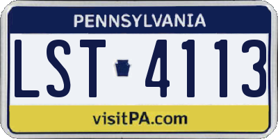 PA license plate LST4113