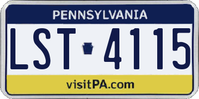 PA license plate LST4115