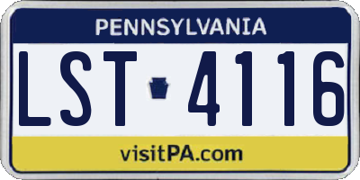PA license plate LST4116