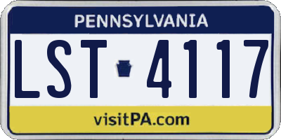 PA license plate LST4117