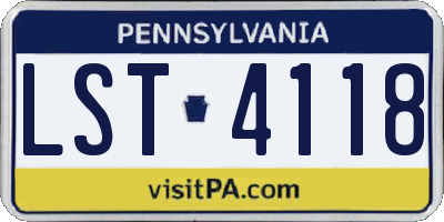 PA license plate LST4118