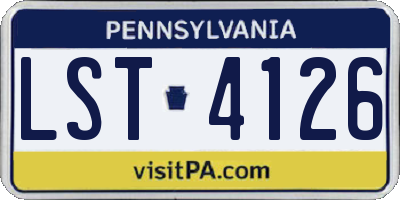 PA license plate LST4126