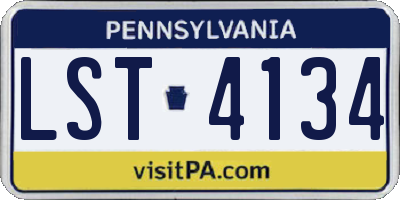 PA license plate LST4134