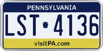 PA license plate LST4136