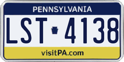 PA license plate LST4138