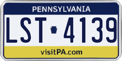 PA license plate LST4139