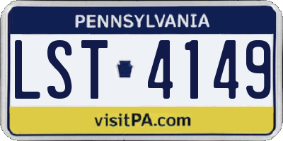 PA license plate LST4149
